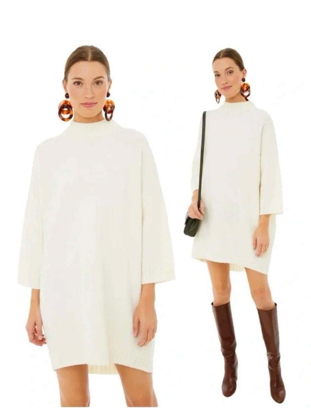 NWOT Tuckernuck Maxine Mock Neck Sweater Dress – Ivory – XL